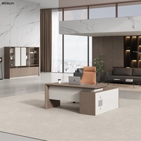 Bureau de direction moderne de luxe de haute qualité en mélamine en forme de L, design modulaire, extensible, convertible, BOSUN