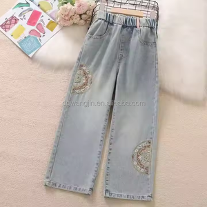 Vente en gros Nouveau jean ample d'été à la mode pour enfants, décontracté, rétro, délavé, droit, pour filles - Product Image 3