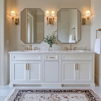 Miroir mural de salle de bain 24x36 pouces en laiton brossé à bords festonnés, antique, résistant à l'humidité, aux rayures et au dégradé de couleurs, surface élégante