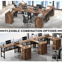 Bureau moderne en forme de L avec tiroirs Grand bureau d'ordinateur industriel en forme de L avec classeur pour le travail, l'étude, l'écriture et les jeux.