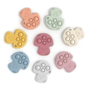 Custom Wholesale Manufacturer Silicone Lovely Kids Teething Toys Silicon Baby Pop Mushroom Teether Toys