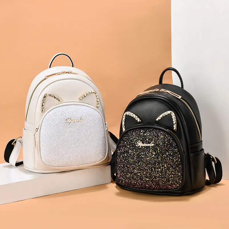 New design Small Backpack Cute Mini Backpack Purse Sequin Bag Glitter Pu Leather Backpack for Girls
