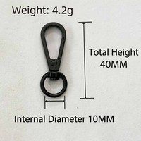 Mousqueton pivotant robuste noir en métal pour laisse de chien, 10mm 15mm 20mm 25mm, boucle de sangle de harnais, usine de fabrication