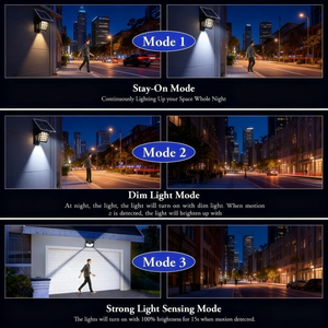 Lot de 2 lampes murales solaires à détecteur de mouvement 178 LED, 270 °   Lampe de sécurité extérieure étanche à grand angle pour jardin, garage, patio - Product Image 5