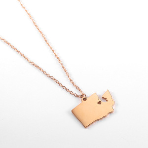 Collar con Colgante de Mapa del Estado de Washington, Acero Inoxidable, Mapa de Washington Altamente Pulido - Product Image 4