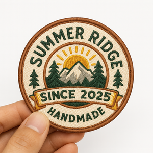 Global Supply Embroidered Badge Mountain Adventure <strong>Hook</strong> <strong>and</strong> <strong>Loop</strong> Circle Red Iron on <strong>Patches</strong> Custom Embroidery With Your Design - Product Image 2