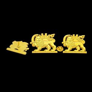 Spilla da Bavero Antica Placcata Oro con Leone e Sole Imperiali Pahlavi, in Argento 925, Farvahar Persia, Spilla Persiana - Product Image 6