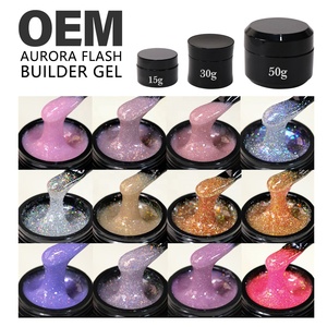 Hochwertige Builder <span class=keywords><strong>UV</strong></span> <span class=keywords><strong>Gel</strong></span> Custom Logo Gläser 30g 1kg Flash Reflective Glitter HEMA FREE Nagel verlängerung Builder Hartgel für Nagel - Product Image 1