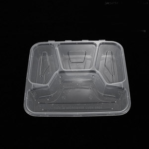 Disposable 4 lattice packing box wholesale food packaging compartment food plastic containers Fruit Shops lunch box