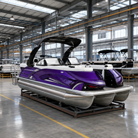 Bateau ponton en aluminium de 22 pieds pour 12 personnes, idéal pour la pêche sportive en famille, avec table de salon, arche électrique, homologué CE, remorque et moteur en option 200 CV