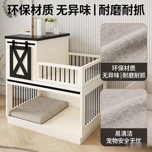 Cross-<b>border</b> design source factory direct supply of wooden square double-layer pet cage with <b>fence</b> bedside table style - Product Image 3