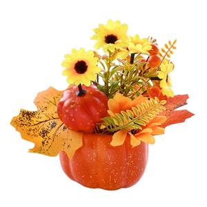 Grande Bouquet di fiori di zucca artificiale autunno composizione floreale centrotavola di zucca per san valentino - Product Image 3