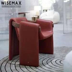WISEMAX FURNITURE Italy designer furniture Dining Chair Boucle Fabric Leather Armrest Accent Dining Chair For Restaurant Hotel