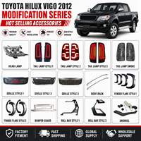 Kit de modification JC pour Toyota Hilux Vigo 2012 : Phares LED, feux arrière, calandre, barre de toit, extension d'ailes, protection de pare-chocs, barre anti-roulis, snorkel