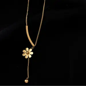 Colliers De Flores, chaîne De clavicule exquise, marguerite, collier en acier inoxydable, colliers en or, bijoux pour femmes