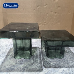 Ensemble table basse et table à thé en verre sur pied rond au design nordique moderne avec surface facile à nettoyer pour meubles de salon - Product Image 3