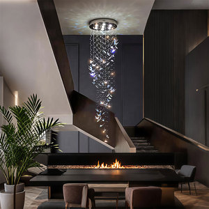 <span class=keywords><strong>Lampadario</strong></span> a Cascata di Cristallo a Farfalla Moderno e Lussuoso Personalizzato per Hotel, Atrio, Scale, Villa con Soffitti Alti - Product Image 5