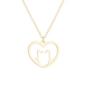 Custom Necklace Qute Cat Shape Pendant 18K Gold Plated Jewelry Men Women Luxury Stainless Steel Necklace