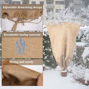 Sacs de protection hivernale pour plantes en toile de jute BSCI avec cordon de serrage, réutilisables, protection contre le gel pour arbres - Product Image 4