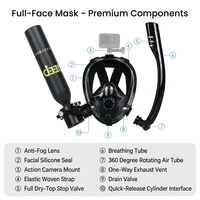 Certification CE : Mini-bouteille de plongée en aluminium haute pression de 0,5 L pour la plongée, rechargeable, bouteille d'air pratique avec masque