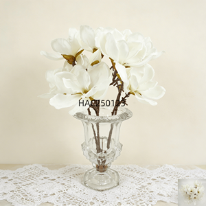 Flor de <span class=keywords><strong>Magnolia</strong></span> Artificial Realista |   Flor Artificial en Maceta de Vidrio con Agua y Rafia para Decoración del Hogar u Oficina - Product Image 1