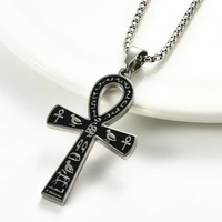 Collier pendentif croix Ankh en acier inoxydable, symbole rétro de la vie de l'Egypte ancienne, colliers croix amulette, bijoux pour hommes et femmes