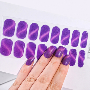 16 Conseils Cat Eye Semi-Durci Gel Nail Wraps Autocollants Glitter Auto-Adhésif UV LED Lampe Durci Gel Nail Strip Avec Nail Tool - Product Image 3