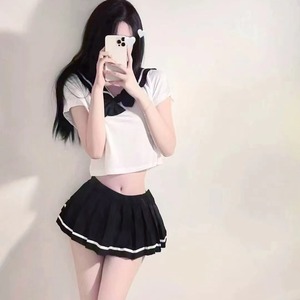 Tenue d'écolière sexy, uniforme japonais JK, costume de marin séduisant, jupe courte tendance, ensemble provocateur pour boîte de nuit. - Product Image 1