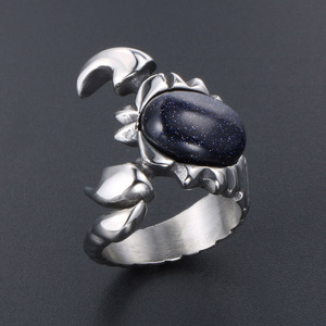 Scorpio Insect <b>Ring</b> Men's <b>Titanium</b> Steel Blue Stone Bezel Setting Gift Jewelry SA426 - Product Image 3