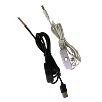 Câble d'alimentation 5V 15M USB mâle vers 2 fils avec bouton en plastique pour ruban LED 2A, ampoule, lampe, éclairage DIY