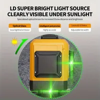 Niveau laser vert 4D 16 lignes 360 ° à nivellement automatique et rotatif Mesure du réticule Équipé de 2 batteries de grande capacité