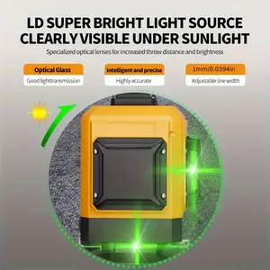 Niveau laser vert 4D 16 lignes 360 ° à nivellement automatique et rotatif Mesure du réticule Équipé de 2 batteries de grande capacité - Product Image 3