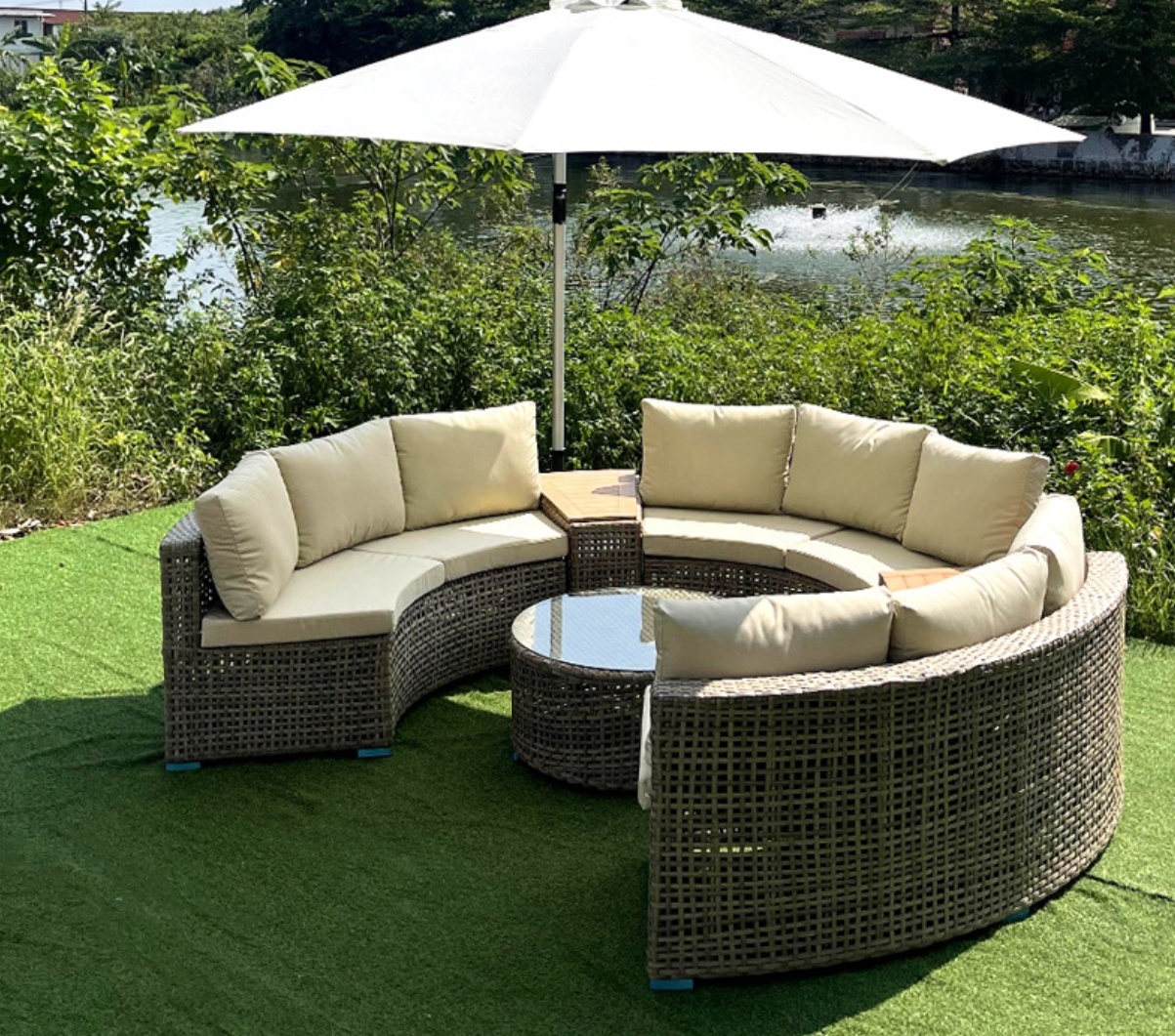 Half Circle Outdoor Cushions DIRECT WICKER Cedar Half Moon Grey