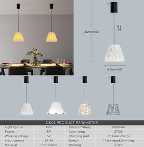 <span class=keywords><strong>Lampadario</strong></span> a Sospensione Moderno in Stile Nordico 2700K Ricaricabile <span class=keywords><strong>con</strong></span> Altezza Regolabile e Paralume in Tessuto per Piccola Camera da Letto e Hotel - Product Image 6