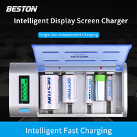 Beston Chargeur de batterie intelligent rechargeable Ni-MH Ni-CD 9V AA AAA C D avec fonction de décharge et écran LCD