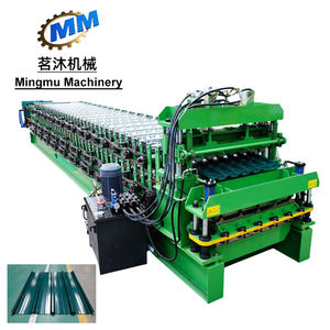 Dreischichtige Glasierte Dachziegel-Herstellungsmaschine Farbige Stahl-Rollformmaschine Motorpumpe Getriebe Lager PLC-Steuerung - Product Image 1