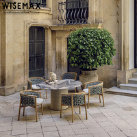 Ensemble table et chaises de salle à manger en teck et ardoise WISEMAX FURNITURE, style moderne, pour hôtel, jardin, restaurant, plage, balcon, piscine