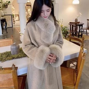2025 <span class=keywords><strong>manteau</strong></span> en laine de mouton Double face de style K pour femmes cravate dos chic laine de mouton moyen <span class=keywords><strong>long</strong></span> vêtements d'extérieur en fourrure de renard - Product Image 3