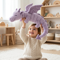 Peluche Dragon Violette en Fausse Fourrure de Vison de Haute Qualité, Détails Texturés, pour Intérieur Moderne, Chambre d'Enfant, Vente en Gros, ODM, OEM, Logo