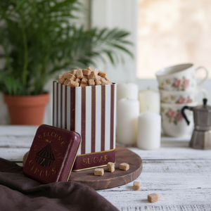 Boîte de rangement carrée en métal 1.6L Vintage Circus Elegance 105x105x160mm Récipient alimentaire avec style rétro - Product Image 3