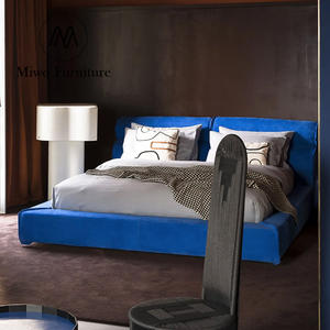 Современный Синий тканевый каркас для кровати с мягкой обивкой матрас размера «King-Size», простота, простота, Регулируемые мягкие кровати из Майами - Product Image 4