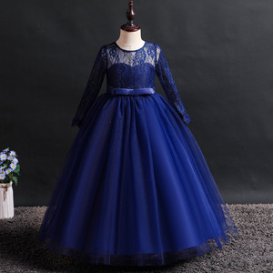 Robe de bal en dentelle à manches longues pour filles, col rond, en Tulle, robe de princesse pour hôtesse de mariage, vert - Product Image 2