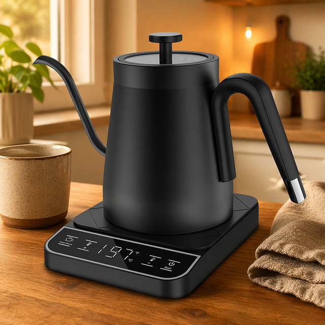 Wholesale Smart Gooseneck Stainless Steel Electric Kettle Computer Control Cordless Design Digital Display 1L Household Outdoor