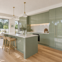 Meuble de cuisine moderne de luxe Aige, design australien, armoire de cuisine haute brillance, mobilier de cuisine personnalisé, îlot de rangement