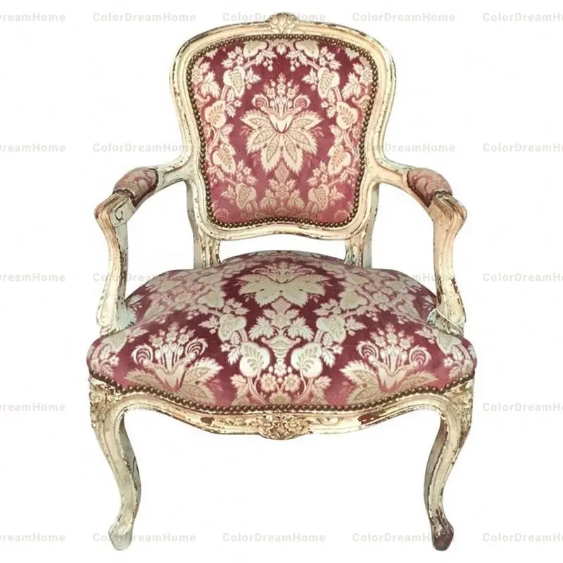 Early 19th Century Veluor Fabric Louis XV Armchair with Original Patina