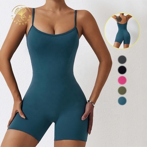 Wholesale Womens 1 Piece Gym Wear Playsuits Rompers Custom Workout Spandex Bodysuits Shapewear For Women Sexy Fitness Jumpsuit