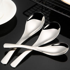 Cucharas de sopa chinas de acero inoxidable de estilo moderno, cuchara de Metal para arroz, sopa, café y postre - Product Image 2