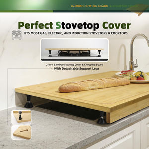 Planche <span class=keywords><strong>à</strong></span> découper en bambou extra large personnalisée avec pieds amovibles, couvercle pour cuisinière et évier, bord antidérapant pour plan de travail de cuisine - Product Image 2