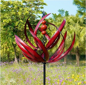 Toupie à <span class=keywords><strong>vent</strong></span> Harlow en métal bleu et rouge, écologique, diamètre 20 cm, ornement de jardin extérieur, facile à assembler - Product Image 6
