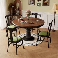 2026 Mid-Century Design Französisches Retro Massivholz Esstisch- und Stuhl-Set